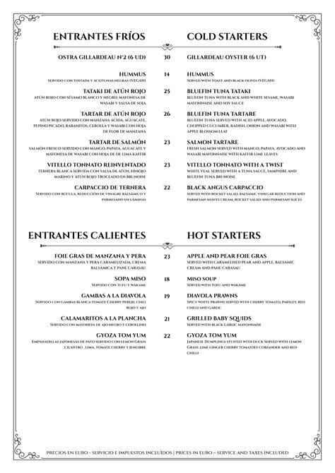 marbella menu.